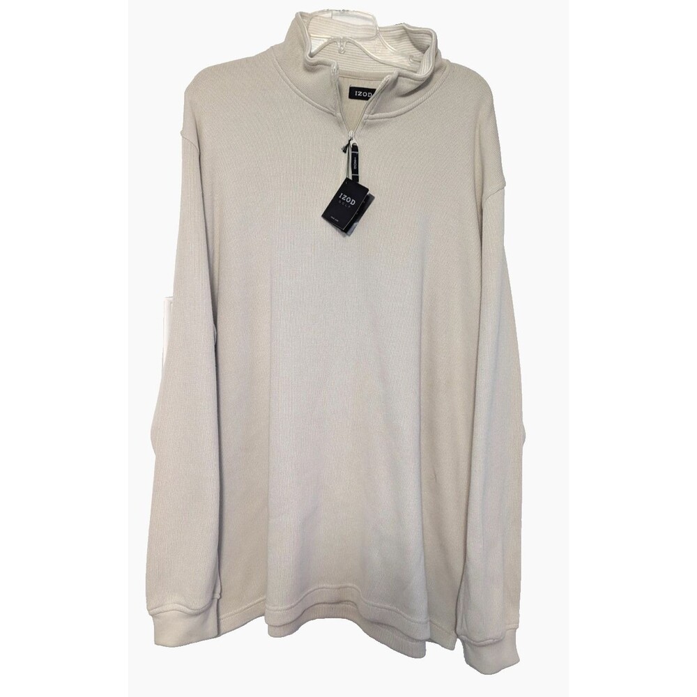Izod Golf Men's XL Pullover Sweater 1/4 Zip Mock Collar Sandstone NWT - Picture 3 of 11